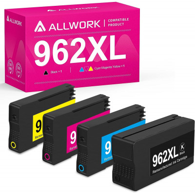 ALLWORK Compatible 962XL 962 Ink Cartridge Replacement for HP 962 XL 4 Combo Pack 