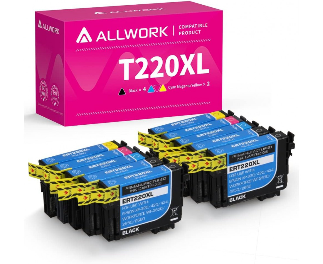 Epson 220 220XL T220X Remanufactured Ink Cartridge Replacement for 10 Pack