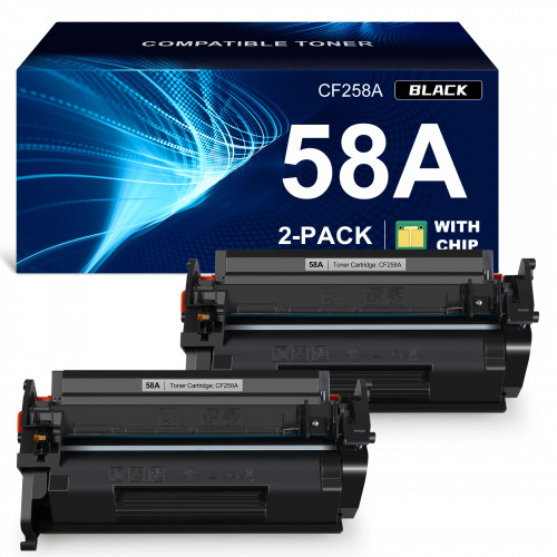 HP 58A CF258A Compatible Toner Cartridge 2 Packs with Chip